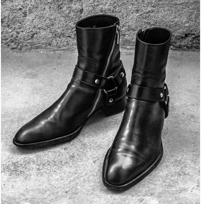 mens boots with buckles on the side
