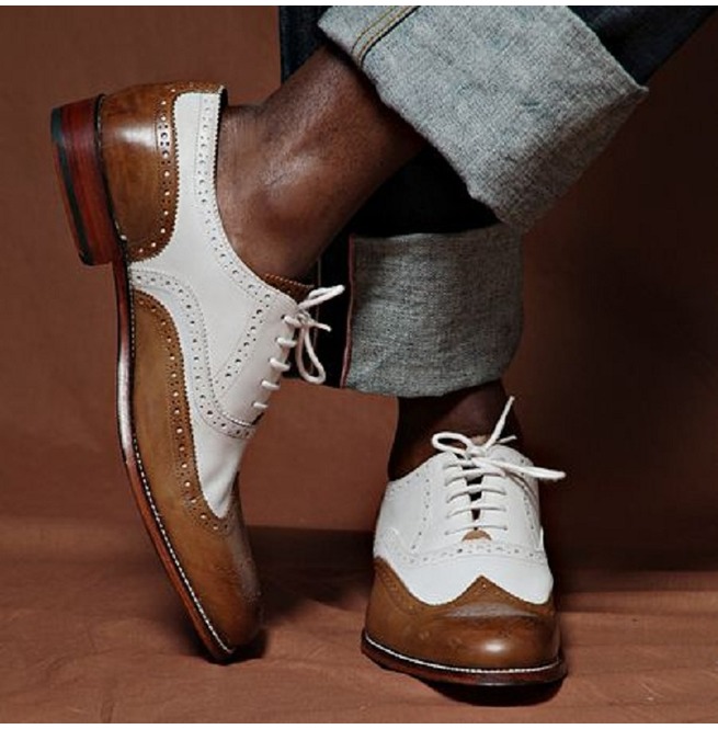 mens two tone wingtip shoes