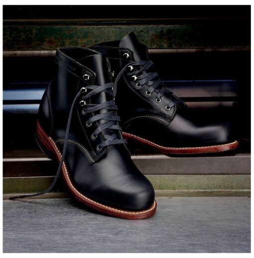 Handmade Men Black Casual Leather Ankle Boots Lace Up Ankle High Boots ...