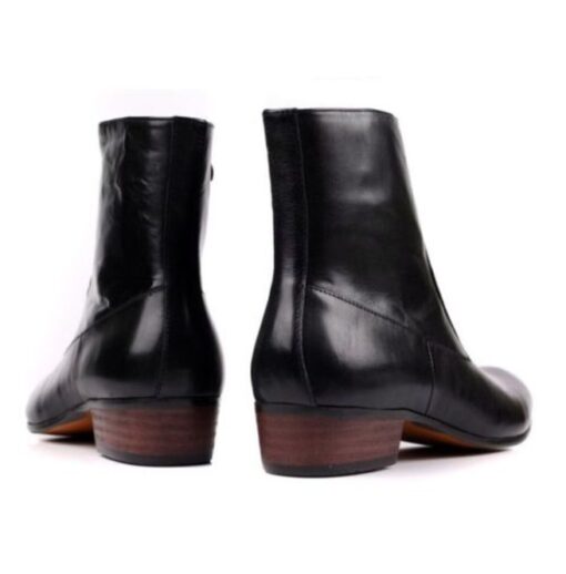 Handmade Men Black Ankle Leather Boot, Mens Side Zipper Boot, Men's ...