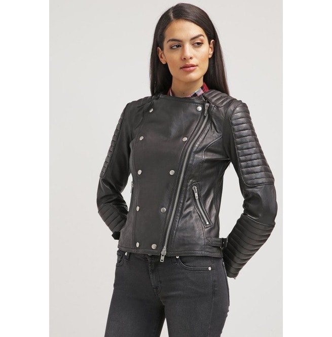 Women Fashion Black Leather Jacket , Lambskin Leather Jacket For Women ...