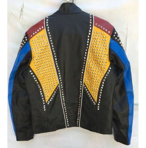 Handmade Multi Color Biker Jackets, Real Leather Studded Jackets For ...