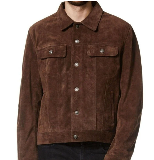 Handmade Men Suede Leather Jacket, Trucker jacket, Men Multi Pocket ...